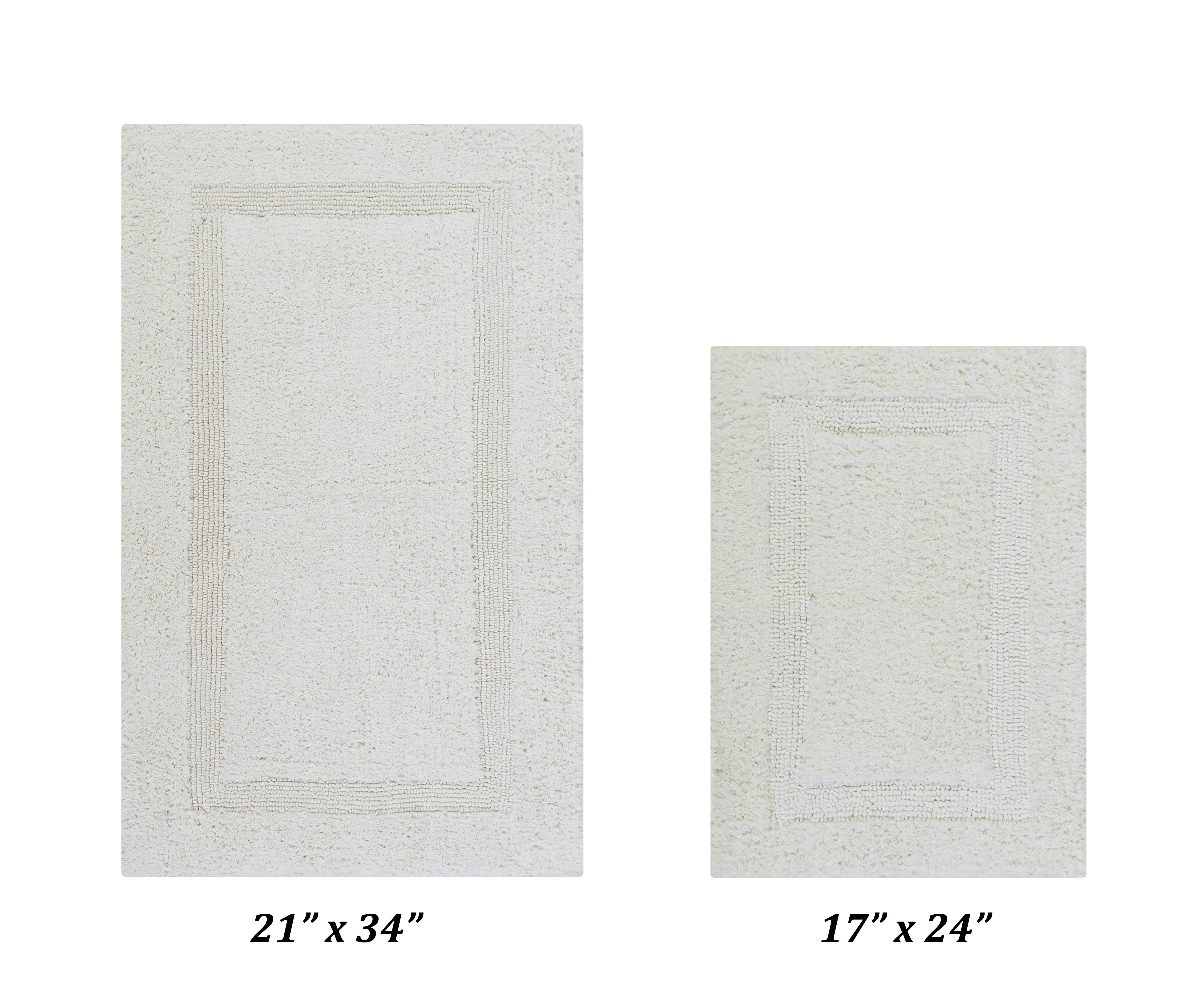Ivory Cotton Tufted Reversible Bath Rug Set, 2 Piece