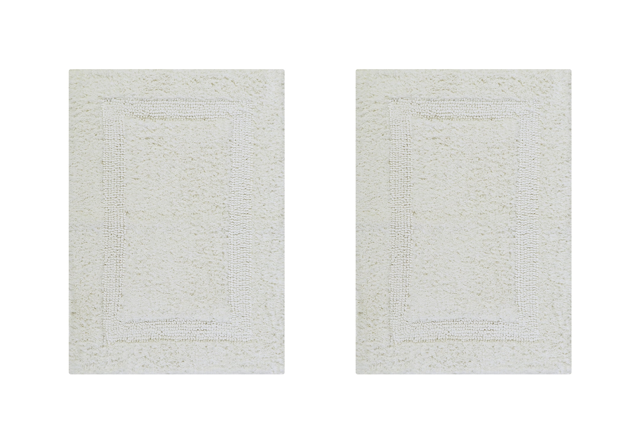 Ivory Soft Plush Cotton 2-Piece Reversible Bathroom Rug Set