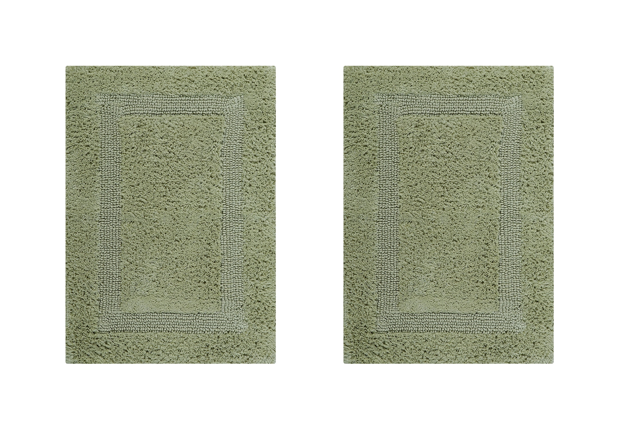Lux Sage 100% Cotton Tufted Reversible Bath Rug Set