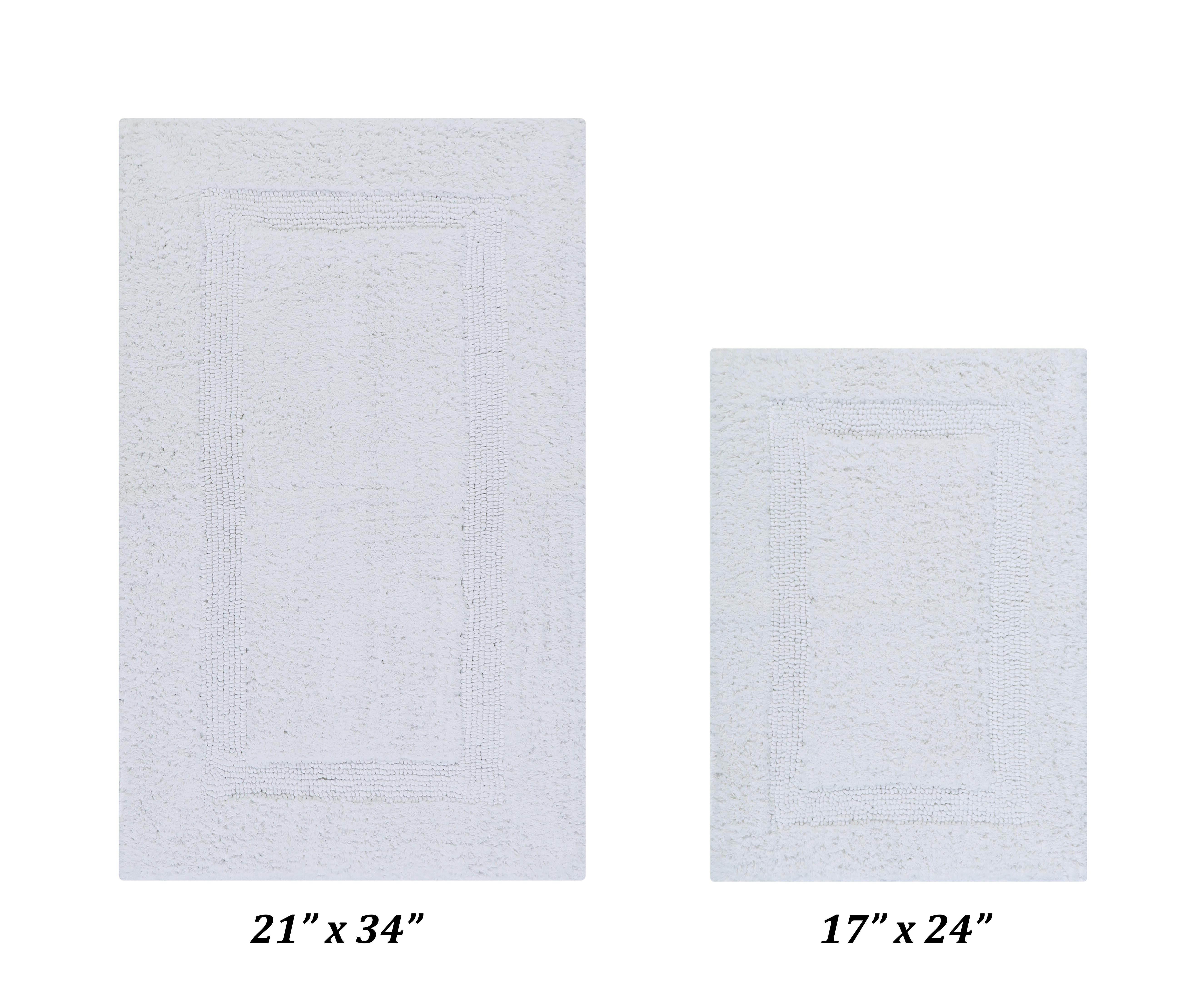 Lux White 100% Cotton Tufted Reversible Bath Rug Set