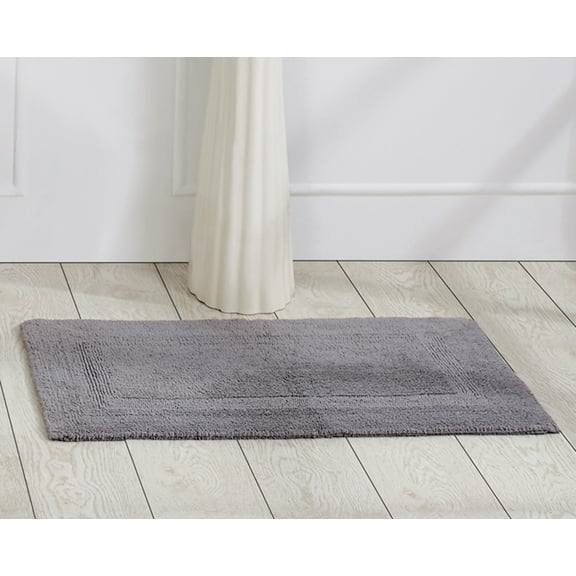 Better Trends 17" x 24" Premium Bathroom Rug Mat, 100% Cotton, Extra Soft Tufted Door Mat, Water Absorbent & Reversible Bath Mat (Gray) Lux Collection