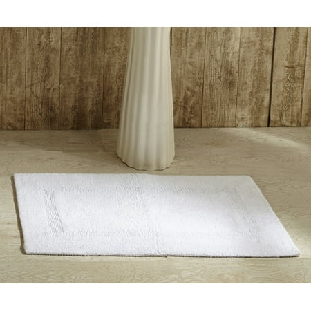 Better Trends 17" x 24" Premium Bathroom Rug Mat, 100% Cotton, Extra Soft Tufted Door Mat, Water Absorbent & Reversible Bath Mat (White) Lux Collection