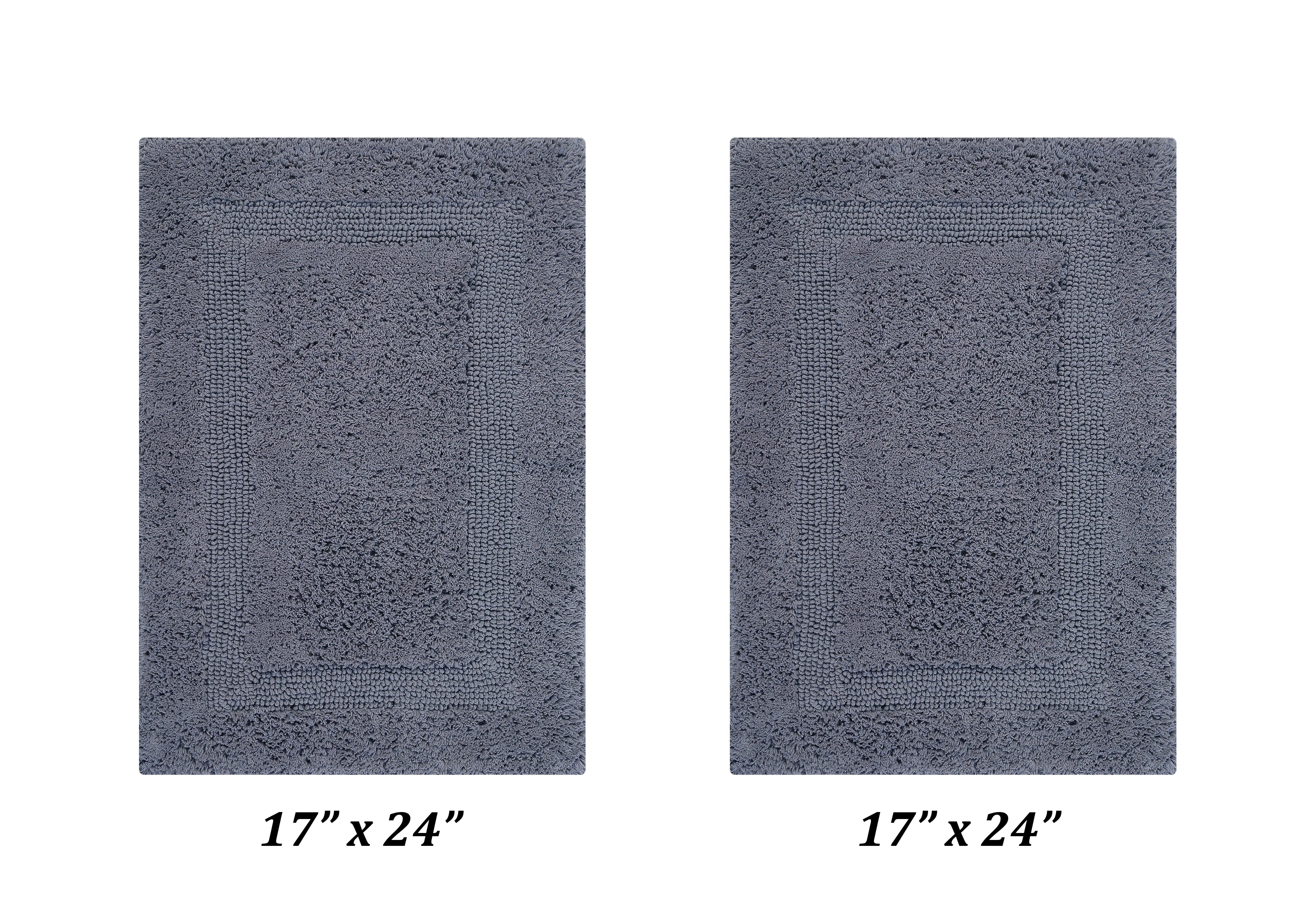 Luxurious Gray Cotton Tufted Reversible Bath Rug Set