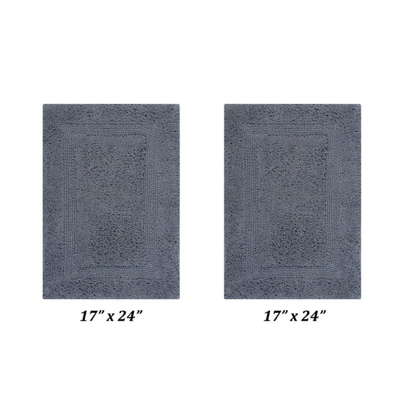 Better Trends Premium 2 Piece Bathroom Rug Set 100% Cotton, Extra Soft Tufted Bath Mat, Water Absorbent & Reversible Mat, Gray Lux Collection