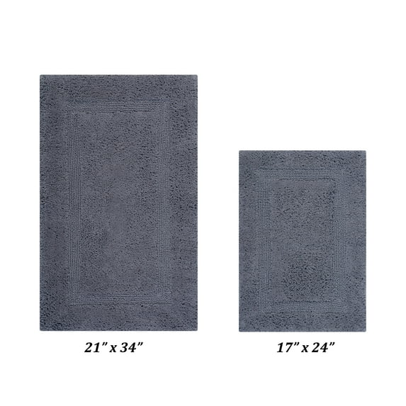 Better Trends Premium 2 Piece Bathroom Rug Set 100% Cotton, Extra Soft Tufted Bath Mat, Water Absorbent & Reversible Mat, Gray Lux Collection