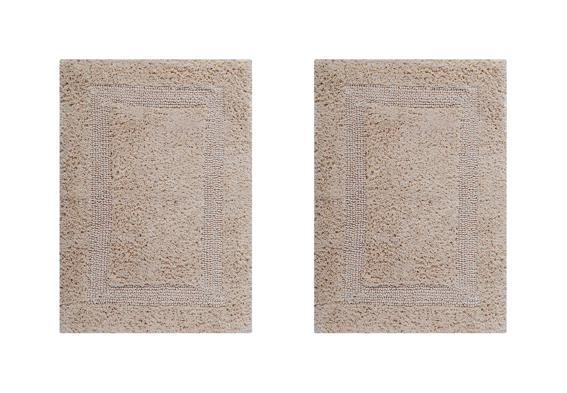 Luxurious Sand Cotton Tufted Reversible Bath Rug Set