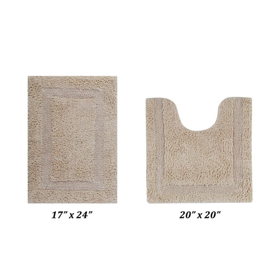 Better Trends Premium 2 Piece Bathroom Rug Set 100% Cotton, Extra Soft Tufted Bath Mat, Water Absorbent & Reversible Mat, Sand Lux Collection
