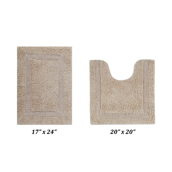 Better Trends Premium 2 Piece Bathroom Rug Set 100% Cotton, Extra Soft Tufted Bath Mat, Water Absorbent & Reversible Mat, Sand Lux Collection