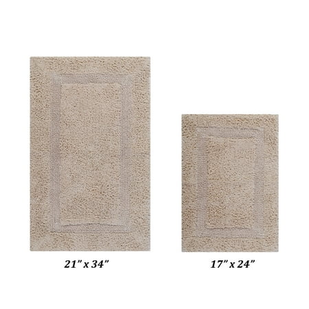 Better Trends Premium 2 Piece Bathroom Rug Set 100% Cotton, Extra Soft Tufted Bath Mat, Water Absorbent & Reversible Mat, Sand Lux Collection