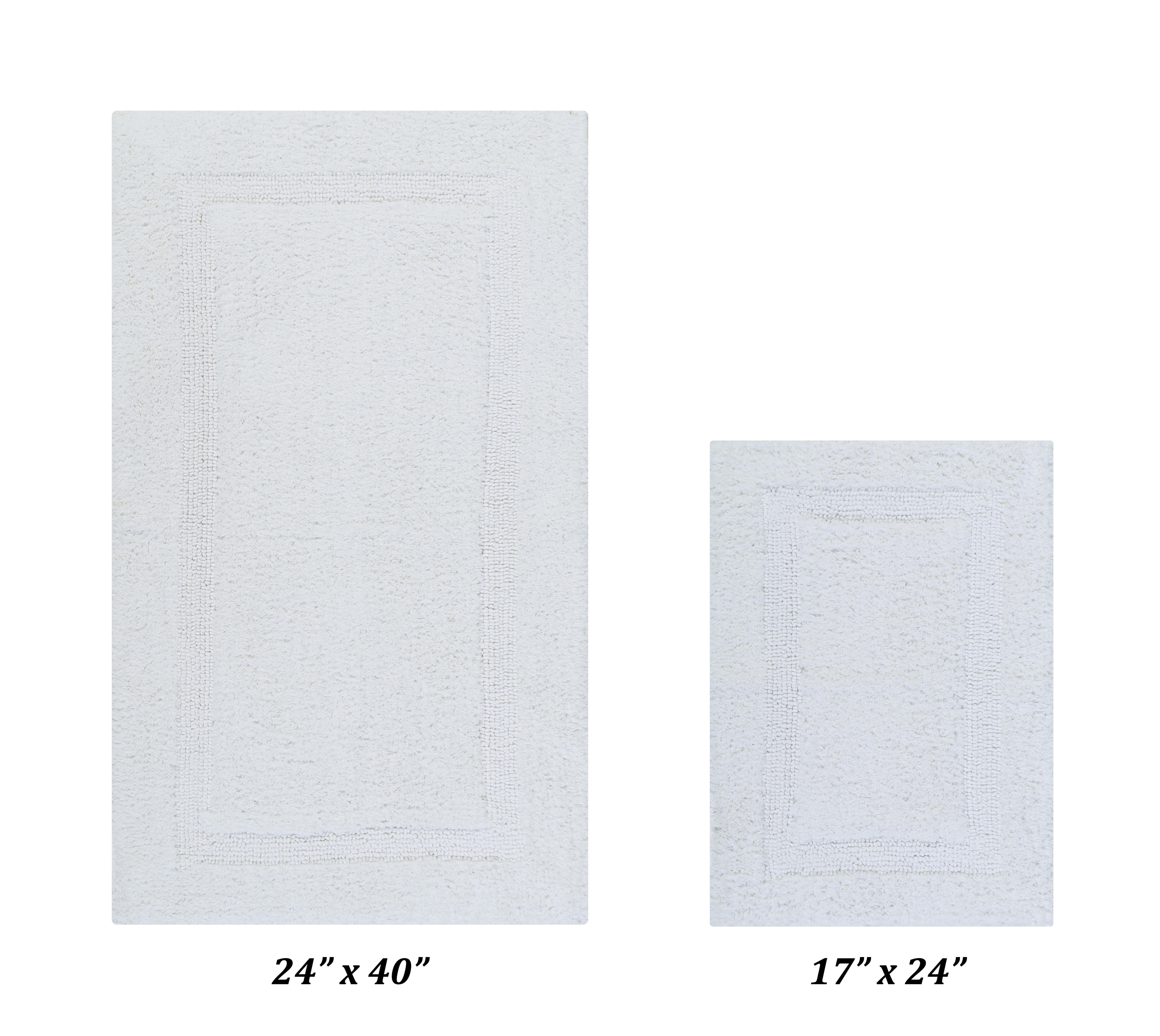 Luxurious White Cotton Tufted Reversible Bath Rug Set