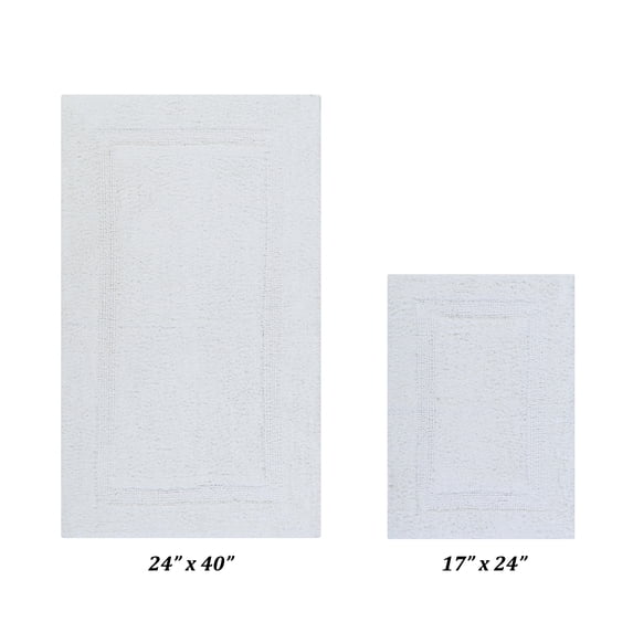 Better Trends Premium 2 Piece Bathroom Rug Set 100% Cotton, Extra Soft Tufted Bath Mat, Water Absorbent & Reversible Mat, White Lux Collection