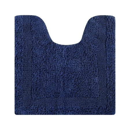 Better Trends 20" x 20" U-Shape Toilet Rug, 100% Cotton Tufted Bathroom Rug, Contour Mat, Water Absorbent, Reversible , Machine Wash Navy Lux Collection