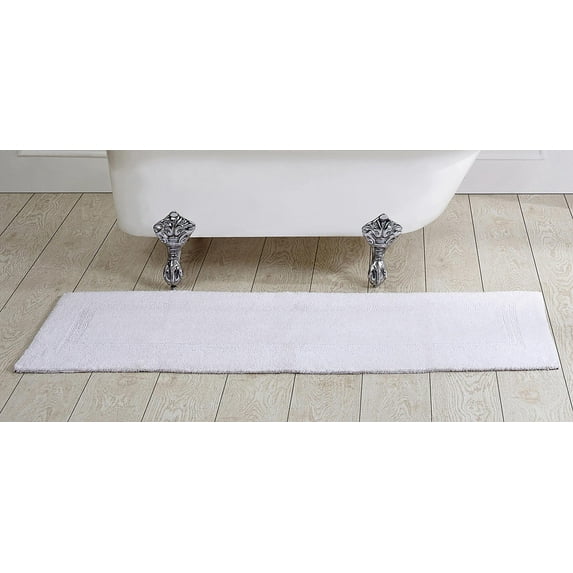 Better Trends 20" x 60" Premium Bathroom Runner Mat, 100% Cotton Tufted Bathroom Rug, Water Absorbent, Reversible Bath Mat Machine Washable (White) Lux Collection
