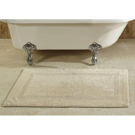 Better Trends 21" x 34" Premium Bathroom Rug Mat, 100% Cotton, Extra Soft Tufted Door Mat, Water Absorbent & Reversible Bath Mat (Sand) Lux Collection