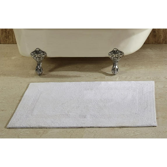 Better Trends 21" x 34" Premium Bathroom Rug Mat, 100% Cotton, Extra Soft Tufted Door Mat, Water Absorbent & Reversible Bath Mat (White) Lux Collection