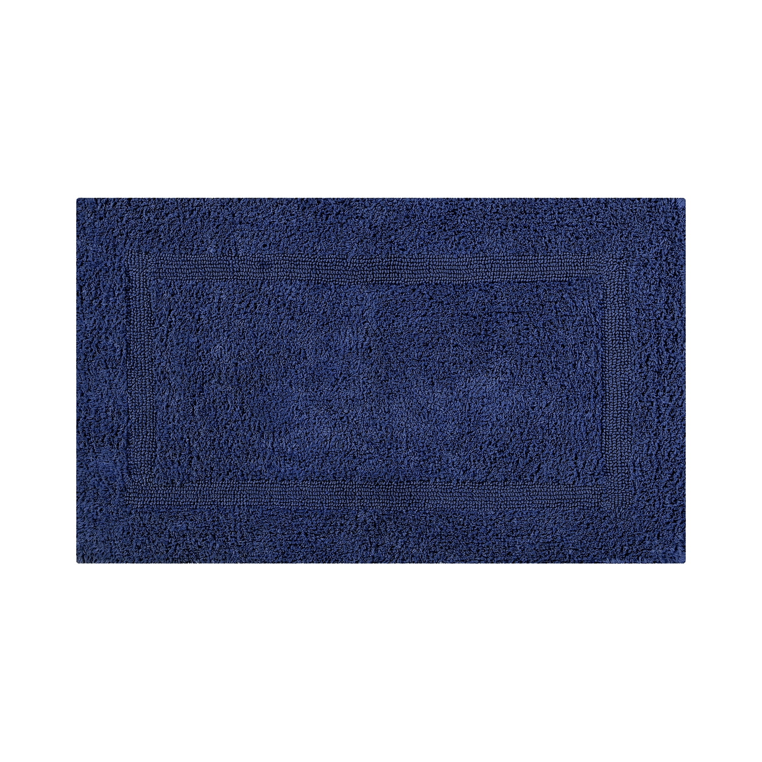 Navy Cotton Reversible Tufted Bath Mat Rug 24" x 40"