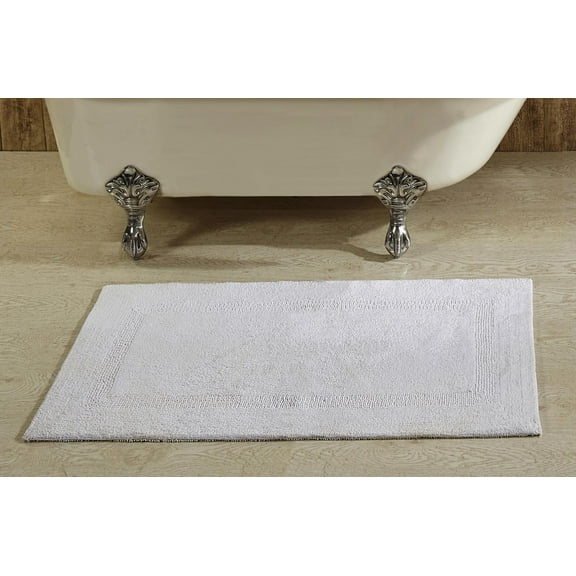 Better Trends 24" x 40" Premium Bathroom Rug Mat, 100% Cotton, Extra Soft Tufted Door Mat, Water Absorbent & Reversible Bath Mat (White) Lux Collection