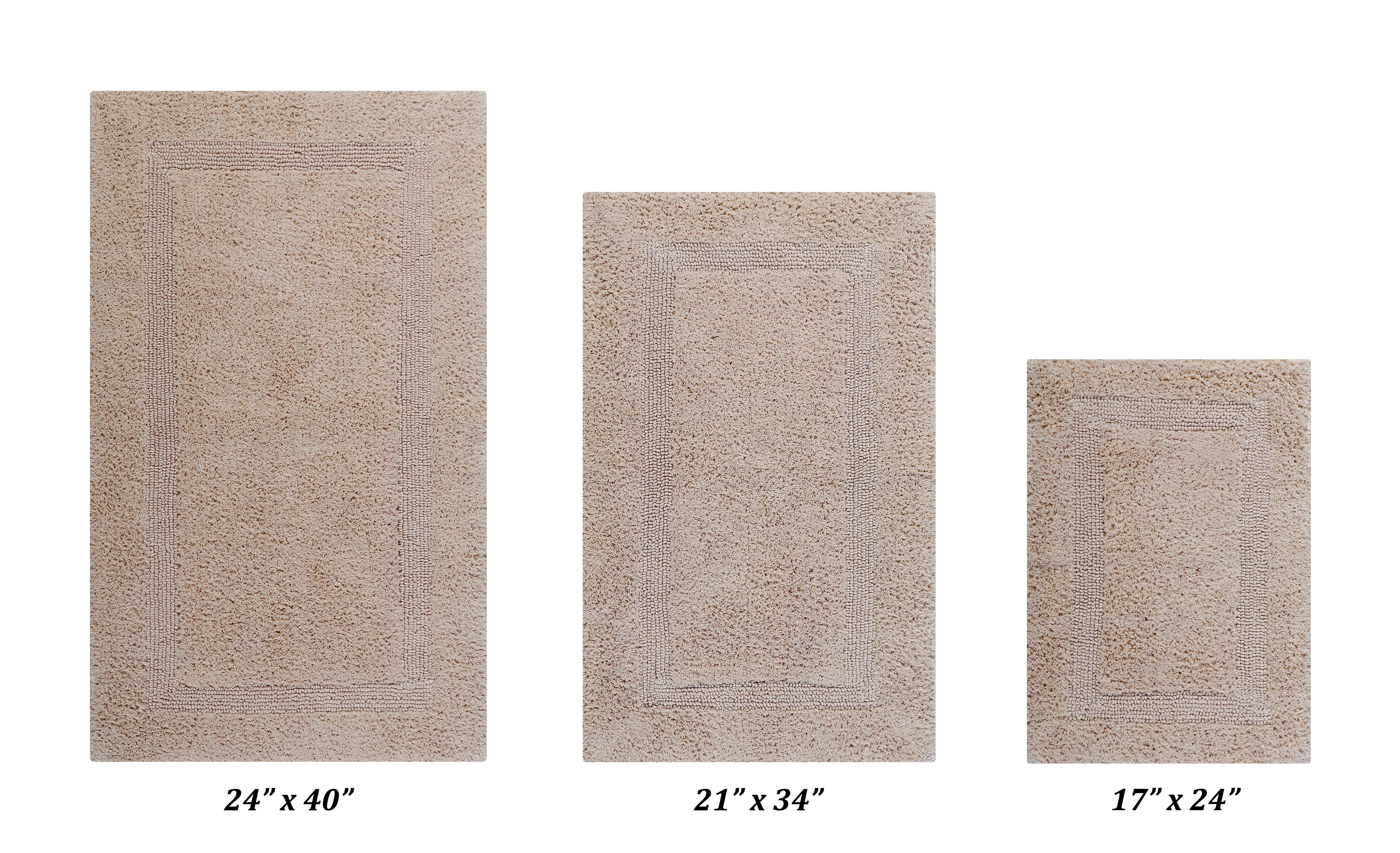 Luxurious Sand Cotton Tufted Reversible Bath Rug Set
