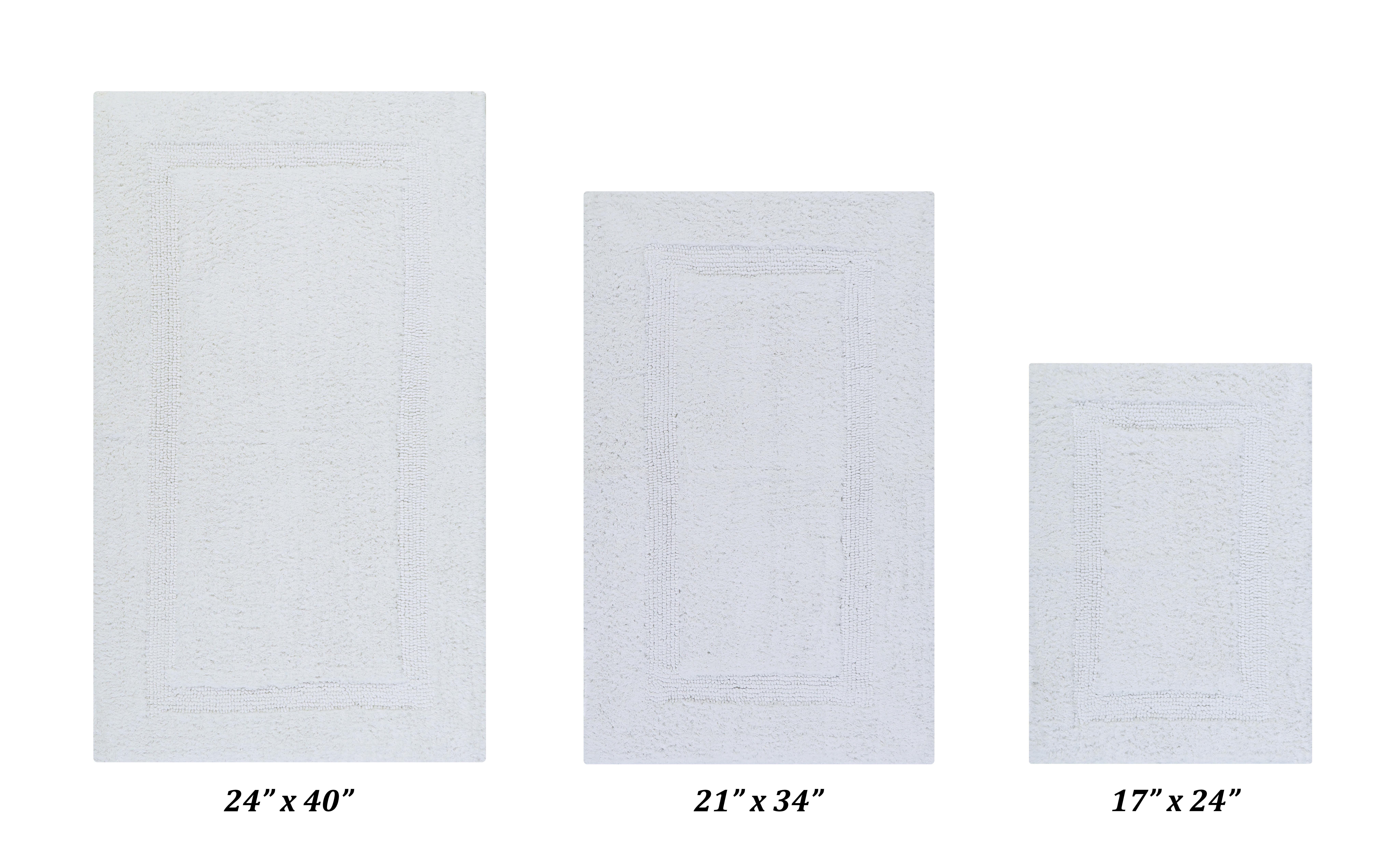 Better Trends Premium 3 Piece Bathroom Rug Set 100% Cotton, Extra Soft Tufted Bath Mat, Water Absorbent & Reversible Mat, White Lux Collection
