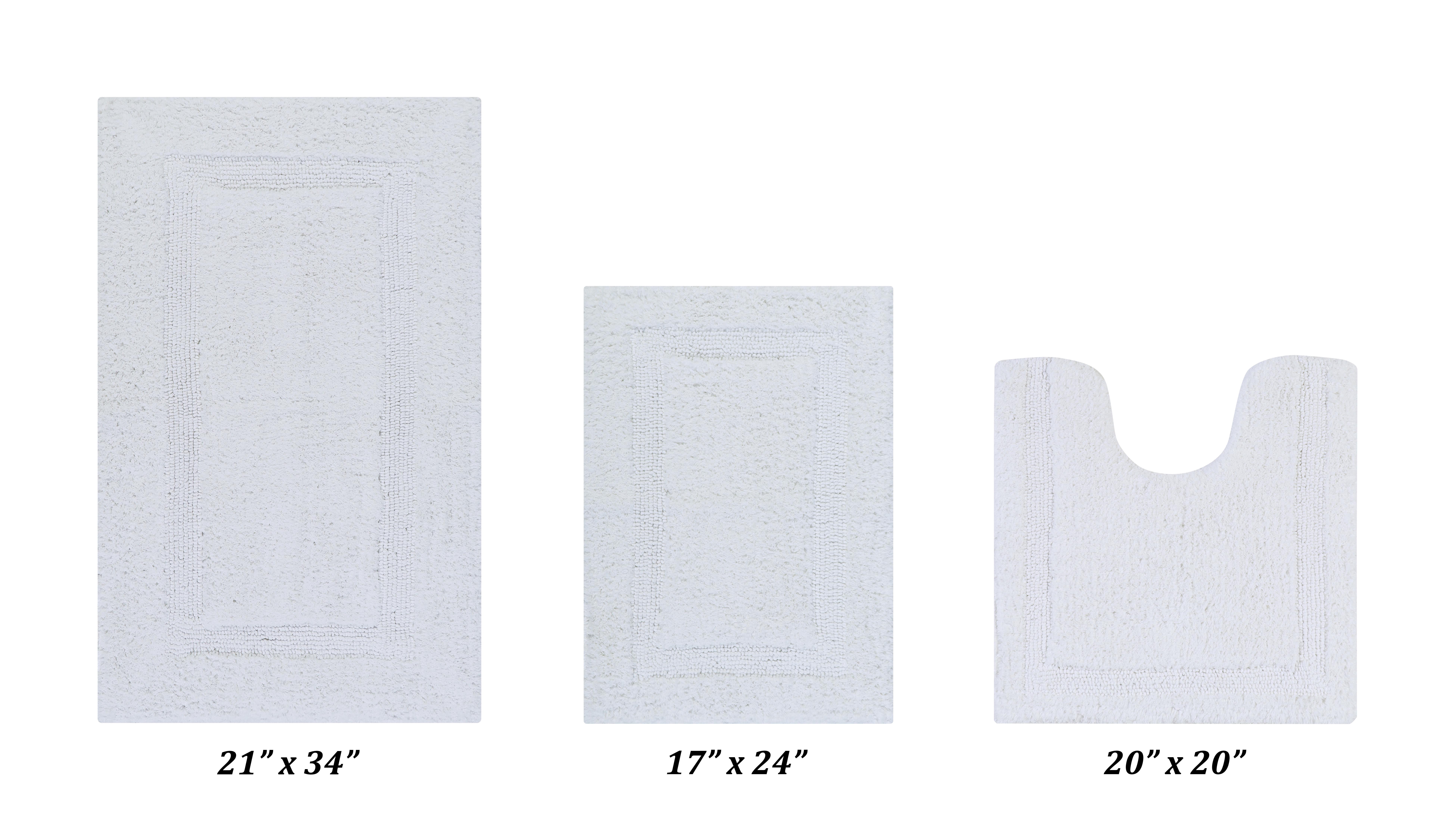 Better Trends Premium 3 Piece Bathroom Rug Set 100% Cotton, Extra Soft Tufted Bath Mat, Water Absorbent & Reversible Mat, White Lux Collection