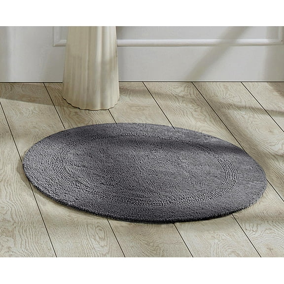 Better Trends Round Bath Mat 30" Diameter Elegant Reversible Bath Rug, Extra Soft Cotton for Ultimate Comfort, Absorbent, Ideal for Half Baths and Powder Rooms, (Gray) Lux Collection