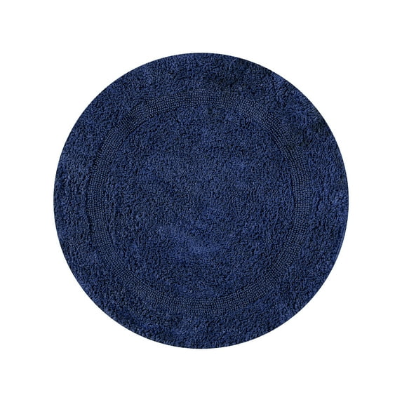 Better Trends Round Bath Mat 30" Diameter Elegant Reversible Bath Rug, Extra Soft Cotton for Ultimate Comfort, Absorbent, Ideal for Half Baths and Powder Rooms, (Navy) Lux Collection