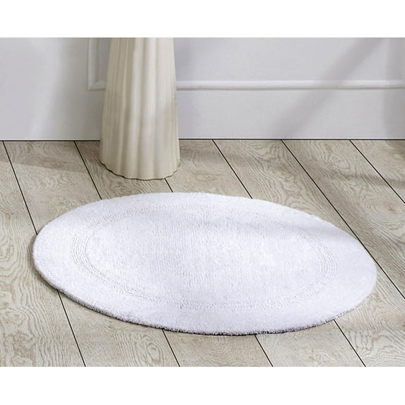 Better Trends Round Bath Mat 30" Diameter Elegant Reversible Bath Rug, Extra Soft Cotton for Ultimate Comfort, Absorbent, Ideal for Half Baths and Powder Rooms, (White) Lux Collection