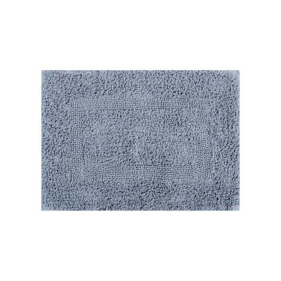 Better Trends 17" x 24" Premium Bathroom Rug Mat, 100% Cotton, Extra Soft Tufted Door Mat, Water Absorbent & Reversible Bath Mat (Silver) Lux Collection