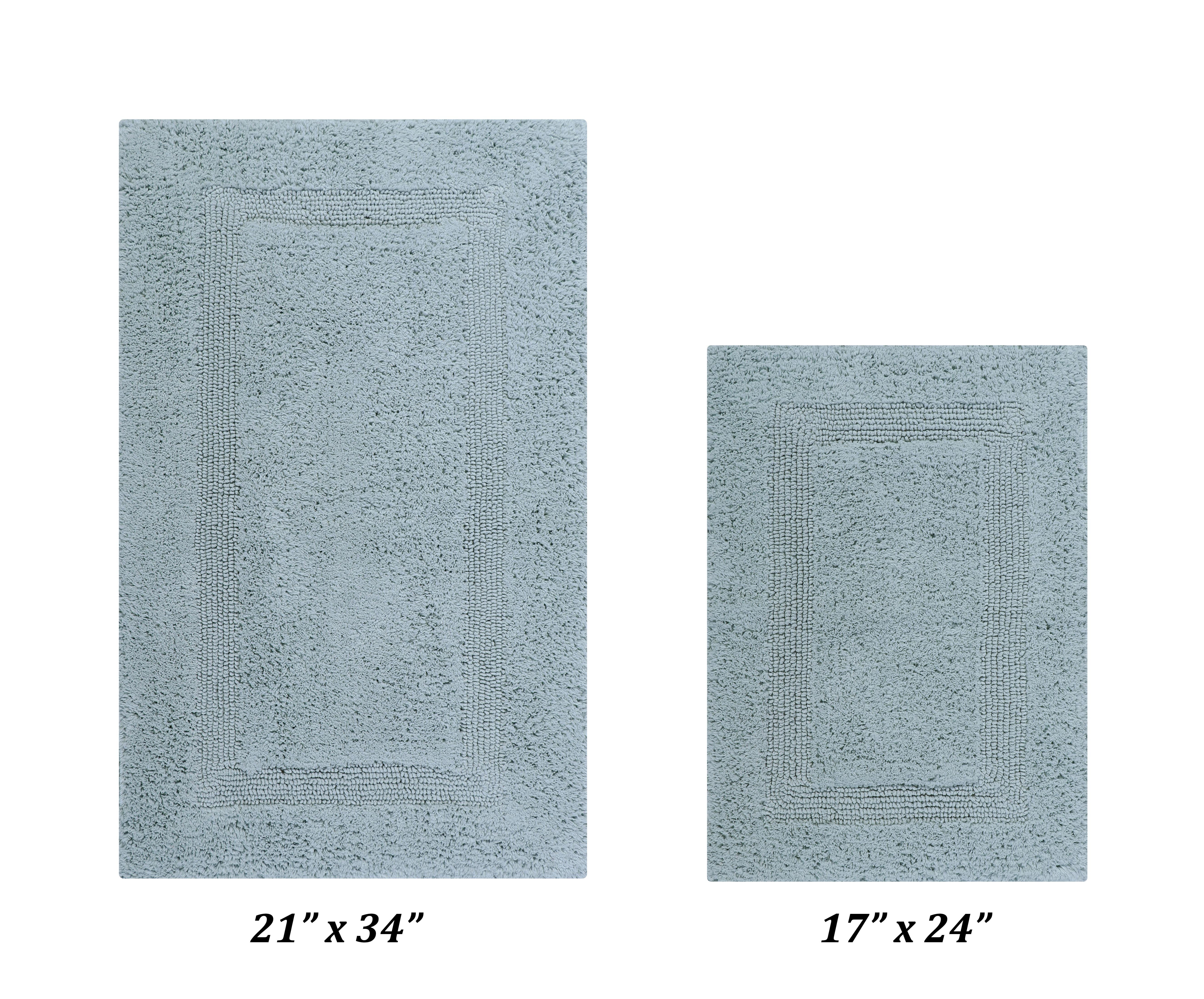 Lux Blue Cotton Tufted Reversible Bath Rug Set