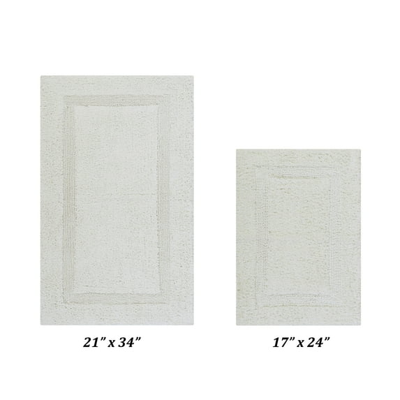 Better Trends Premium 2 Piece Bathroom Rug Set 100% Cotton, Extra Soft Tufted Bath Mat, Water Absorbent & Reversible Mat, Ivory Lux Collection