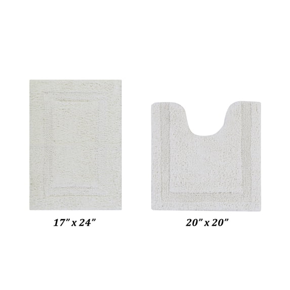 Better Trends Premium 2 Piece Bathroom Rug Set 100% Cotton, Extra Soft Tufted Bath Mat, Water Absorbent & Reversible Mat, Ivory Lux Collection