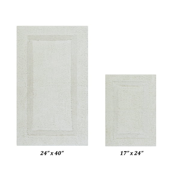 Better Trends Premium 2 Piece Bathroom Rug Set 100% Cotton, Extra Soft Tufted Bath Mat, Water Absorbent & Reversible Mat, Ivory Lux Collection