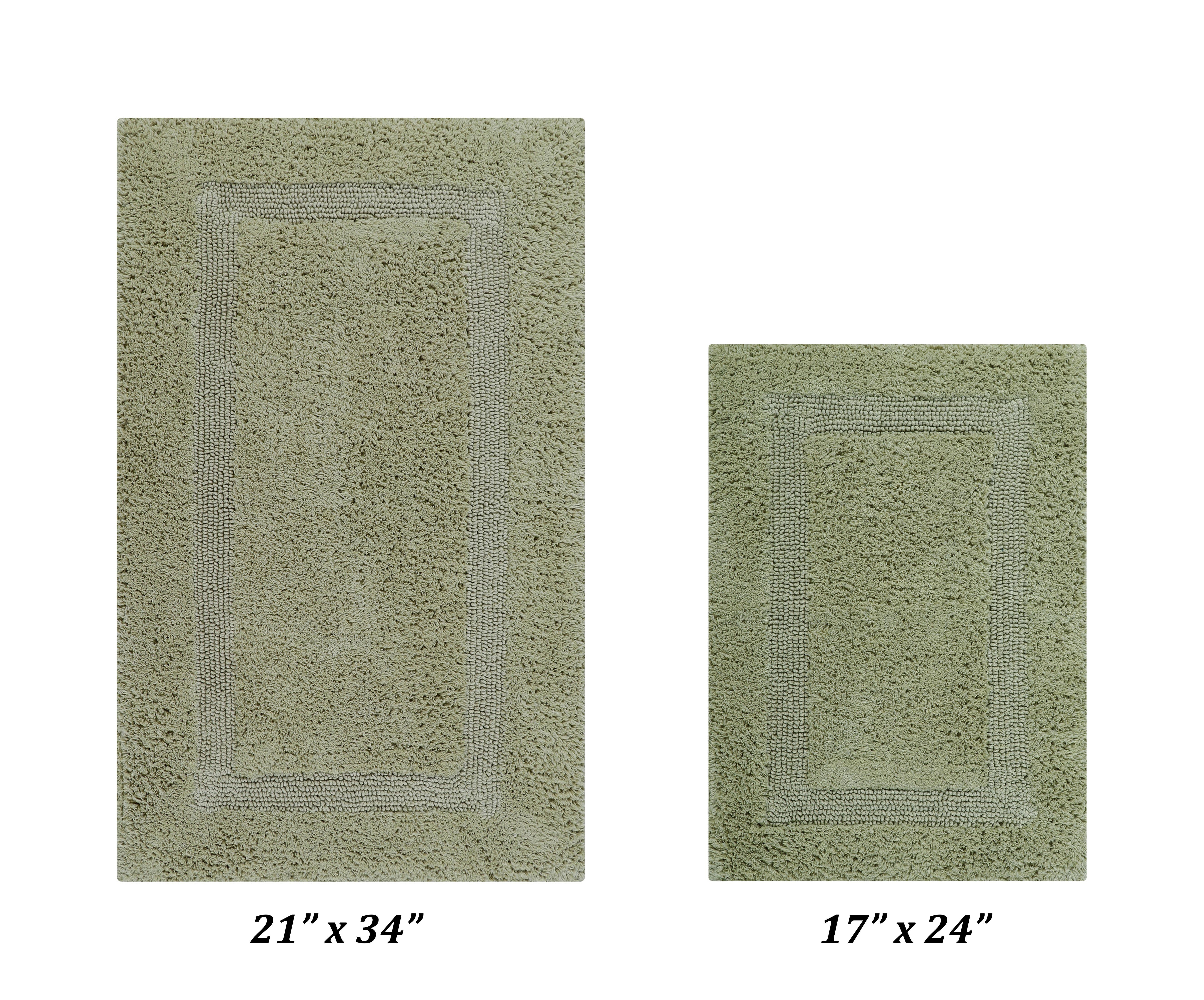 Luxurious Sage Cotton Tufted Reversible Bath Rug Set