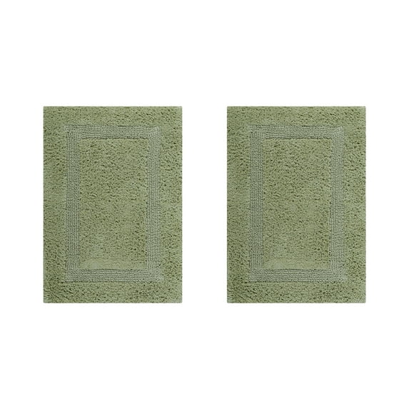 Better Trends Premium 2 Piece Bathroom Rug Set 100% Cotton, Extra Soft Tufted Bath Mat, Water Absorbent & Reversible Mat, Sage Lux Collection