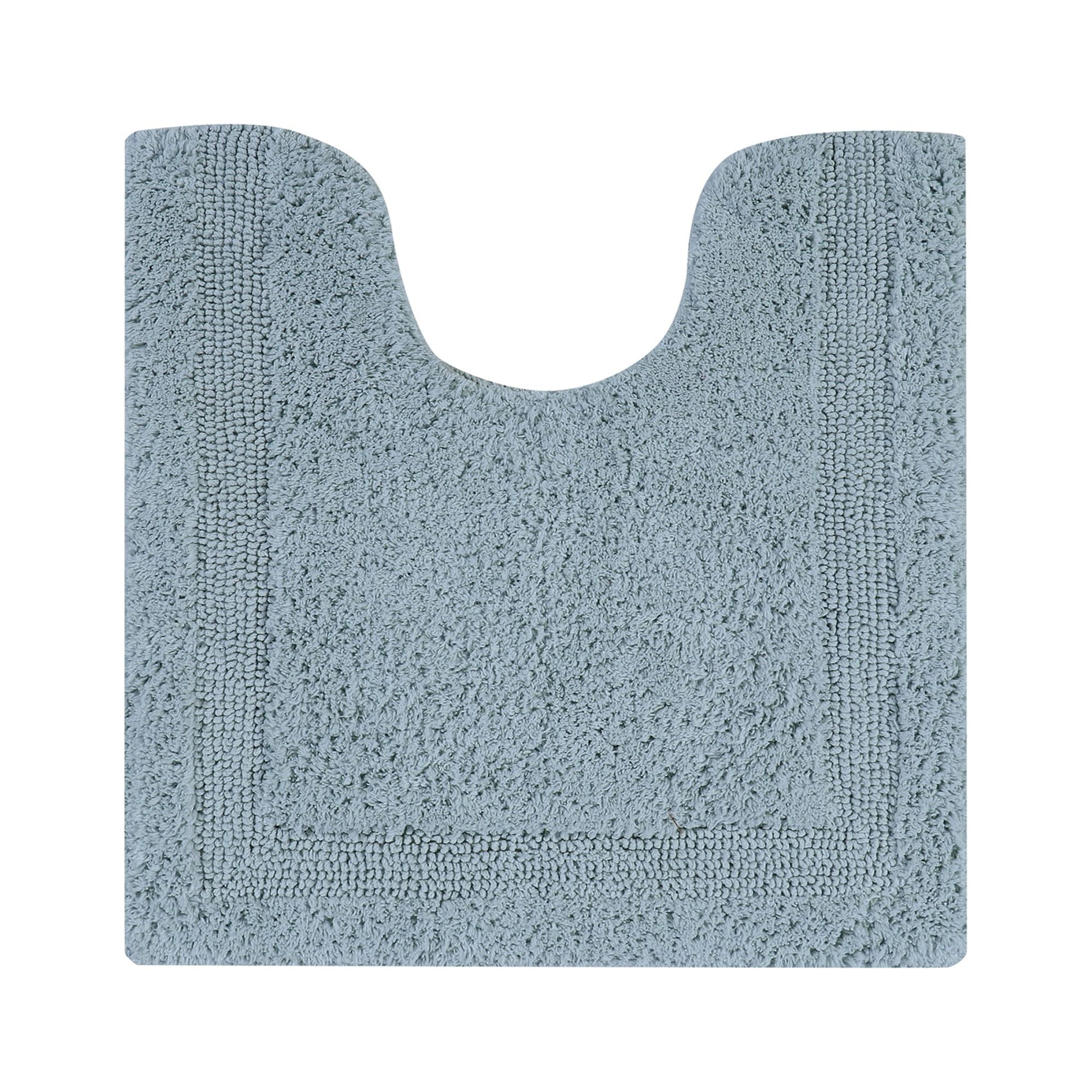 Blue Soft Plush Cotton U-Shaped Bathroom Rug
