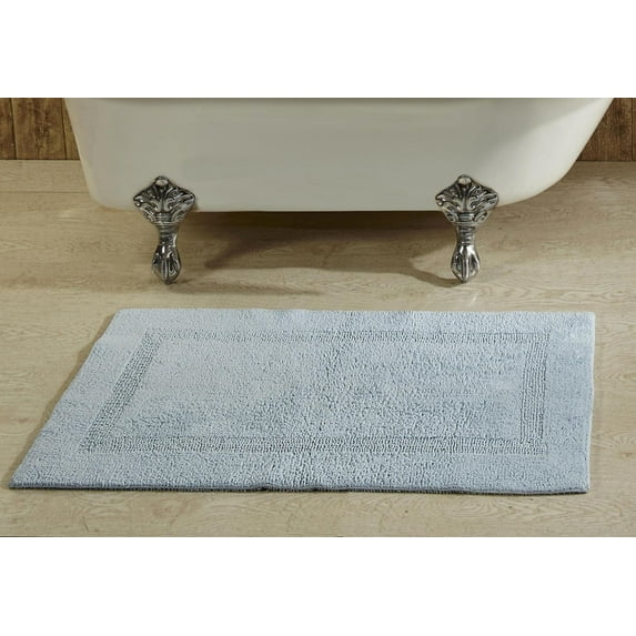Better Trends 21" x 34" Premium Bathroom Rug Mat, 100% Cotton, Extra Soft Tufted Door Mat, Water Absorbent & Reversible Bath Mat (Blue) Lux Collection