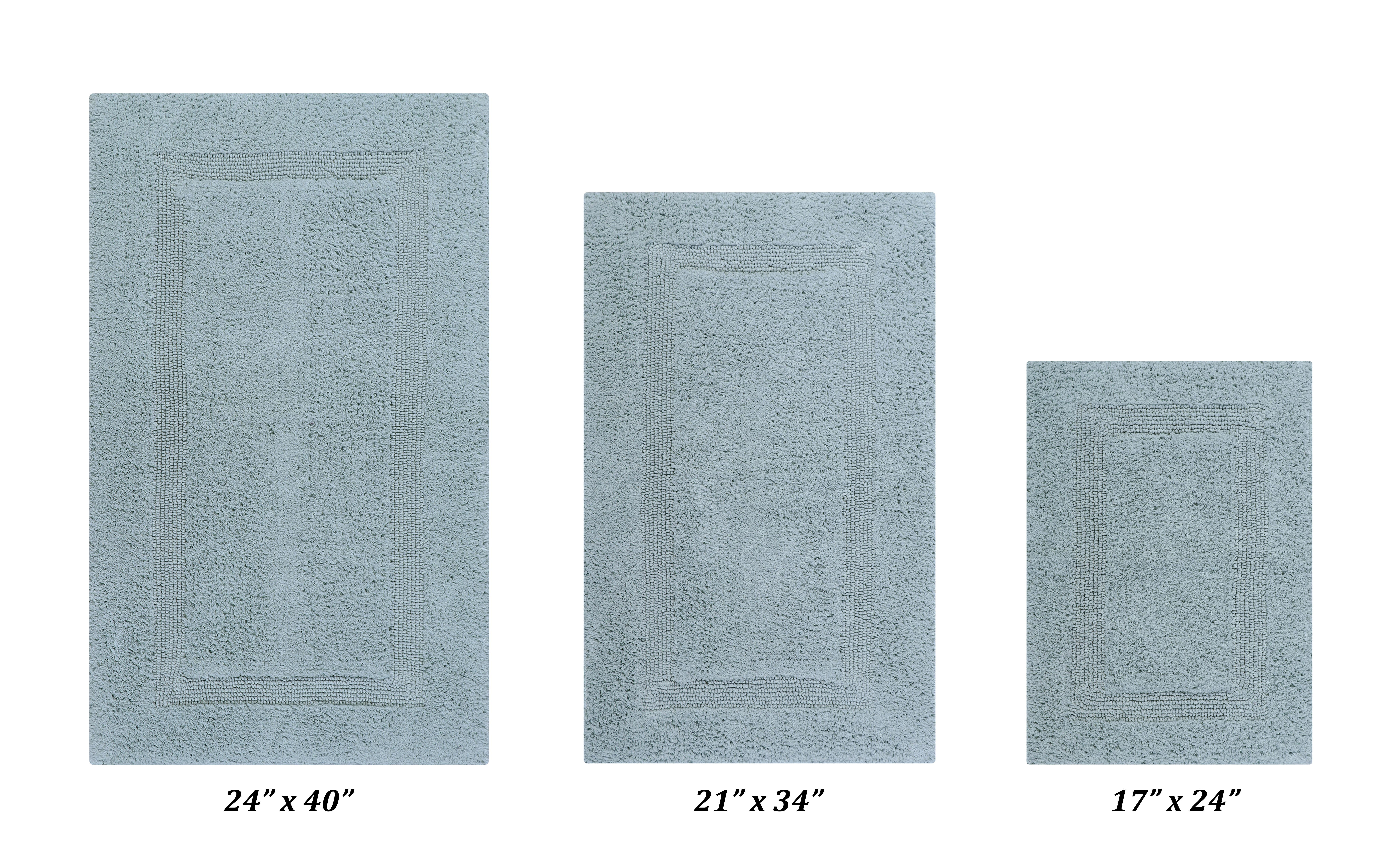 Luxurious Blue Cotton Tufted Reversible Bath Rug Set