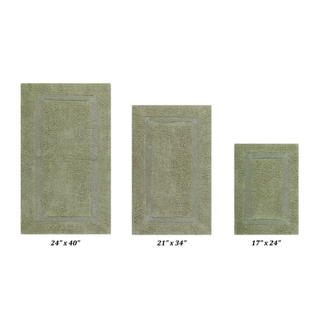 Better Trends Premium 3 Piece Bathroom Rug Set 100% Cotton, Extra Soft Tufted Bath Mat, Water Absorbent & Reversible Mat, Sage Lux Collection