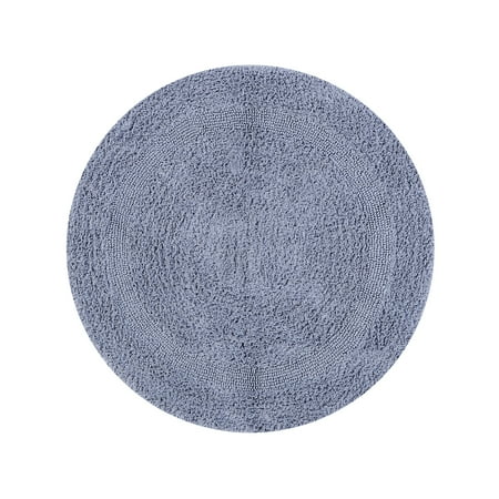 Better Trends Round Bath Mat 30" Diameter Elegant Reversible Bath Rug, Extra Soft Cotton for Ultimate Comfort, Absorbent, Ideal for Half Baths and Powder Rooms, (Silver) Lux Collection