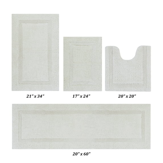 Better Trends Premium 4 Piece Bathroom Rug Set 100% Cotton, Extra Soft Tufted Bath Mat, Water Absorbent & Reversible Mat, Ivory Lux Collection