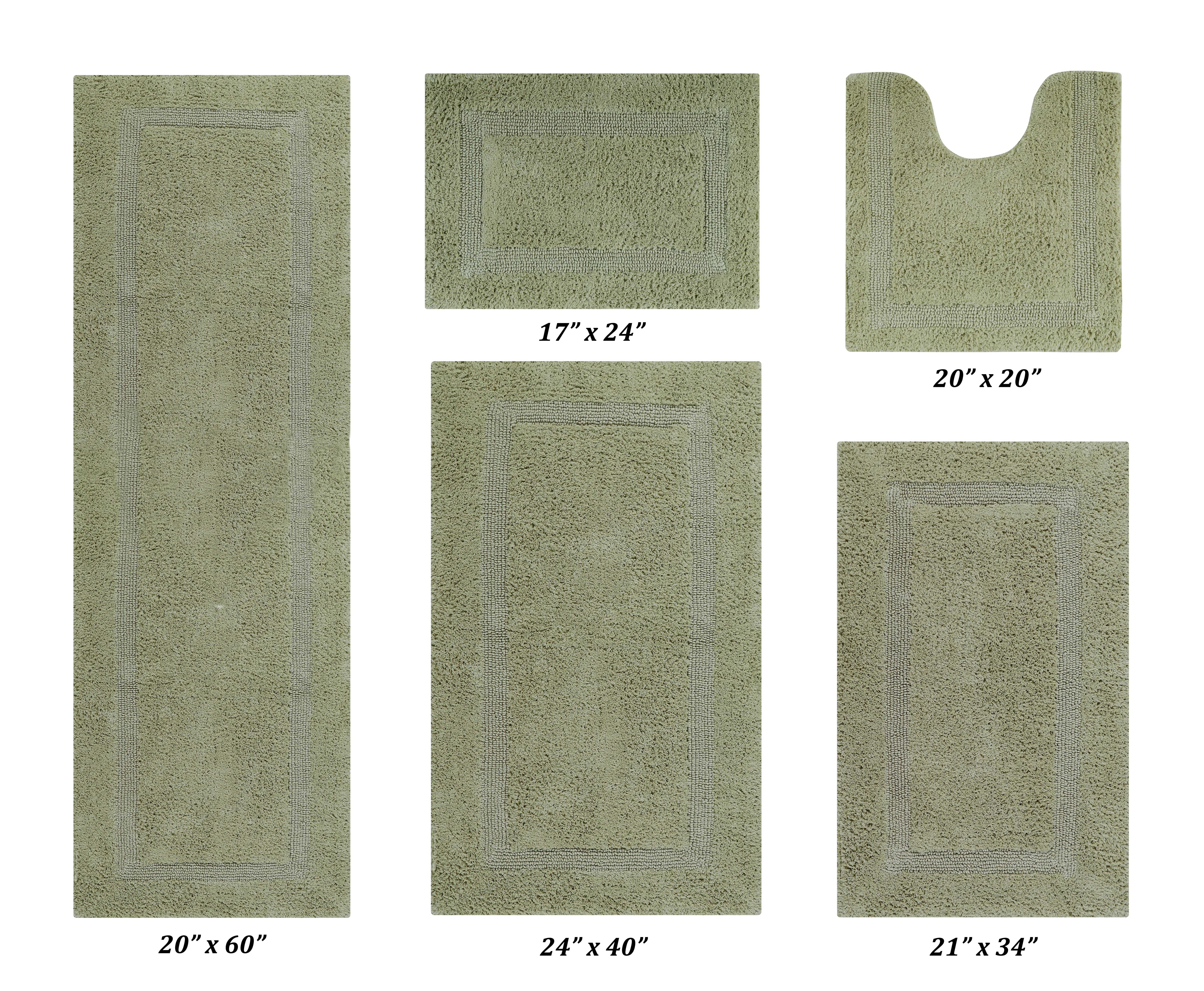 Better Trends Premium 5 Piece Bathroom Rug Set 100% Cotton, Extra Soft Tufted Bath Mat, Water Absorbent & Reversible Mat, Sage Lux Collection