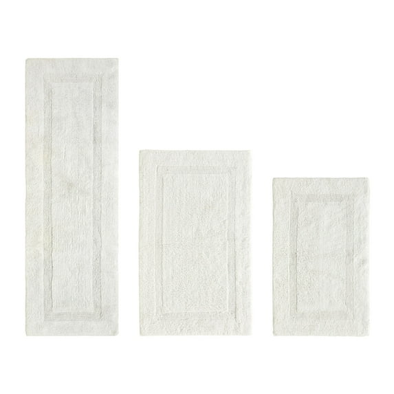 Better Trends Luxury Bath Rug 3 Piece Set 100% Cotton Tufted Bathroom Rug Water Absorbent, Reversible Machine Washable Runner Mat for Bathroom Floor Decor, Tub, Laundry Room Ivory Lux Collection
