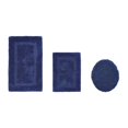 thumbnail image 1 of Better Trends Luxury Bath Rugs 3 Piece Set 100% Cotton Water Absorbent, Reversible Machine Washable Lid Cover, U Shap Toilet Base Contour for Bathroom Floor Decor, Toilet Cover Navy Lux Collection, 1 of 4