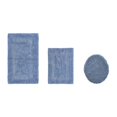 thumbnail image 1 of Better Trends Luxury Bath Rugs 3 Piece Set 100% Cotton Water Absorbent Reversible Machine Washable Lid Cover U Shap Toilet Base Contour for Bathroom Floor Décor Toilet Cover Dark Blue Lux Collection, 1 of 4