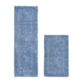 thumbnail image 1 of Better Trends Luxury Bathroom Rug 2 Piece Set 100% Cotton Bath Rug Water Absorbent, Reversible Machine Washable Runner Mat for Bathroom, Bathtub, Laundry Room 21"x34"|20"x60" Dark Blue Lux Collection, 1 of 4