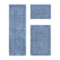 thumbnail image 1 of Better Trends Luxury Bathroom Rug 3 Piece Set 100% Cotton Tufted Bath Rug Water Absorbent, Reversible Machine Washable Bathmat Decor, Laundry Room Dark Blue Lux Collection, 1 of 4