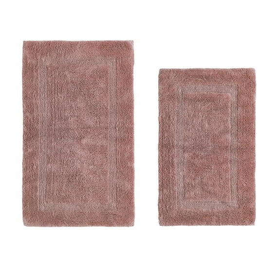 Better Trends Luxury Bathroom Rugs 2 Piece Set 100% Cotton Extra Soft Tufted Bath Rug Water Absorbent, Reversible Washable for Bathroom, Laundry Room 21”x34”|24”x40” Pink Lux Collection