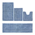 thumbnail image 1 of Better Trends Luxury Bathroom Rugs 4 Piece Set 100% Cotton Soft Bath Rug Water Absorbent, Reversible, Machine Washable for Bathroom Decor Toilet Base Contour, Runner Mat Dark Blue Lux Collection, 1 of 4