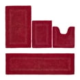 thumbnail image 1 of Better Trends Luxury Bathroom Rugs 4 Piece Set 100% Cotton Soft Bath Rug Water Absorbent, Reversible, Machine Washable for Bathroom Decor Toilet Base Contour, Runner Mat Red Lux Collection, 1 of 4