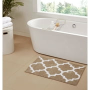Better Trends 24 x 40 Bathroom Rugs 100% Polyester Soft Water Absorbent Non Slip Bath Mat Machine Washable Rug Hugo Collection - Beige